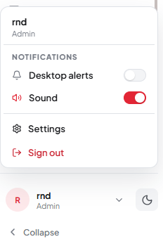Figure 6. The user menu
